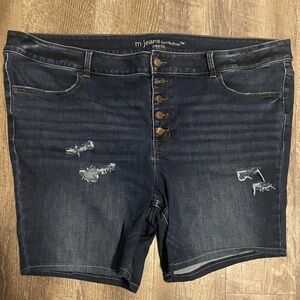 Maurice’s Plus Size 24 Distressed Denim Shorts w/ Button Fly